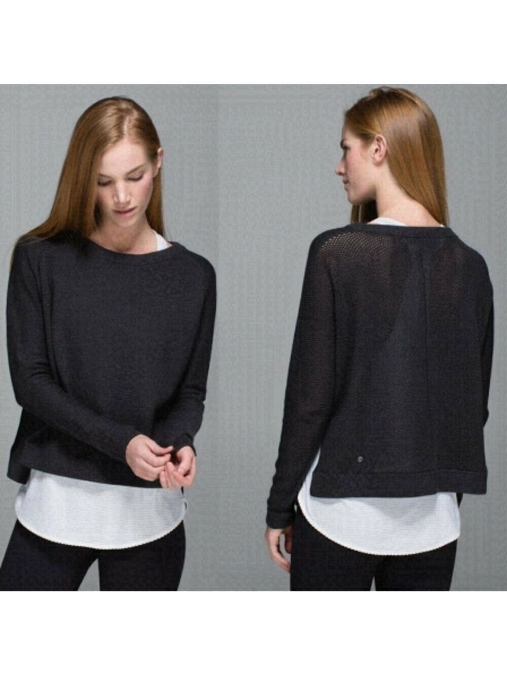 Lululemon | Bhakti Life Mesh Back Sweater in Dark Heather Grey